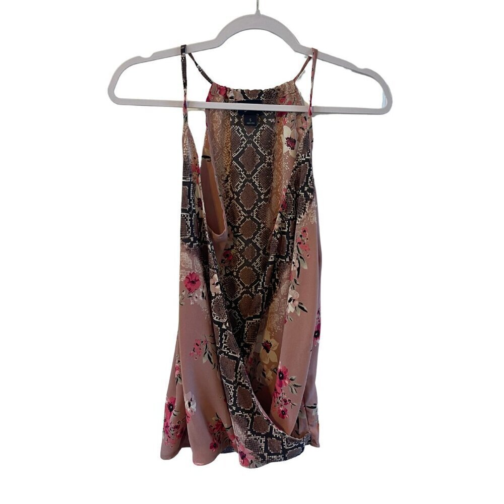 DAYTRIP womens Small Sleeveless wrap Top snake Flower Print Blouse sexy